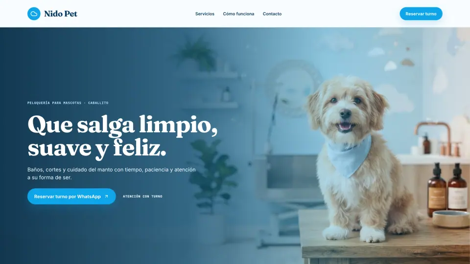 Vista de la web ilustrativa de Nido Pet.
