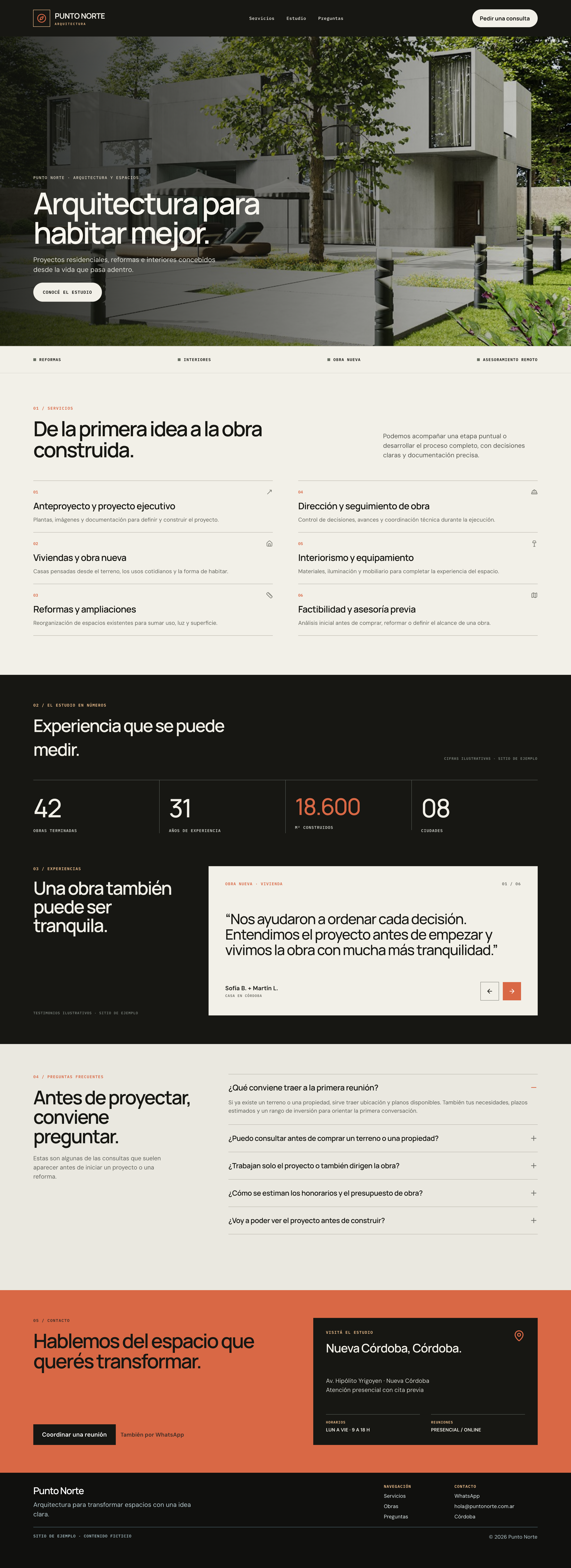 Vista de la OnePage ilustrativa Punto Norte